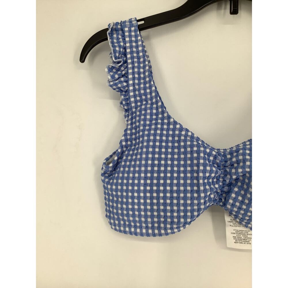 Roxy Girls' 12 Blue White Check Me Out Bikini Set Swimwear Beach Resort M35-28 - Picture 3 of 7